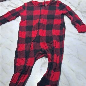 Holiday Time Red and Black Checkered Kids Footie